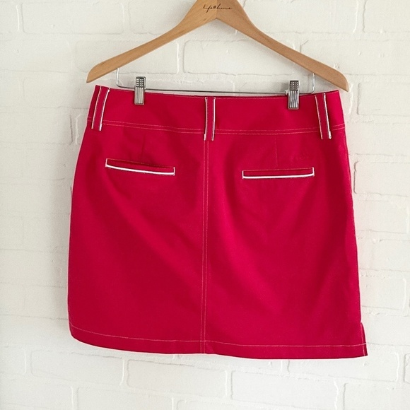 Adidas Mini Skirt Red White trim Blokettecore Tennis Prep pockets Sz 10 - Picture 11 of 12